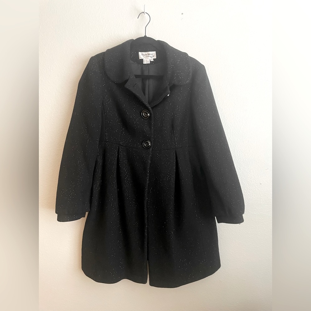 Helene Berman Glitter Detail Wool Swing Coat